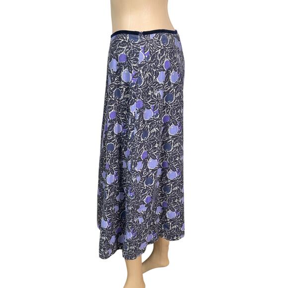 Seasalt Cornwall Blue Leaf Apple Print Corduroy A-line Midi Recital Skirt SZ 6 - Picture 6 of 10